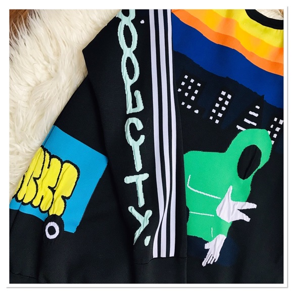 Adidas United Arrows And Sons Knit Sweater City Graffiti Black Size Large - Picture 6 of 14